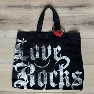 Victoria's Secret Black Tote with Red Rose Detail